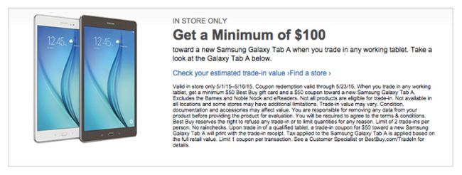 Fotografía - [Alerta Trato] permuta Cualquier tableta de Trabajo, Get $ 100 al comprar el nuevo Samsung Galaxy Tab A En Best Buy